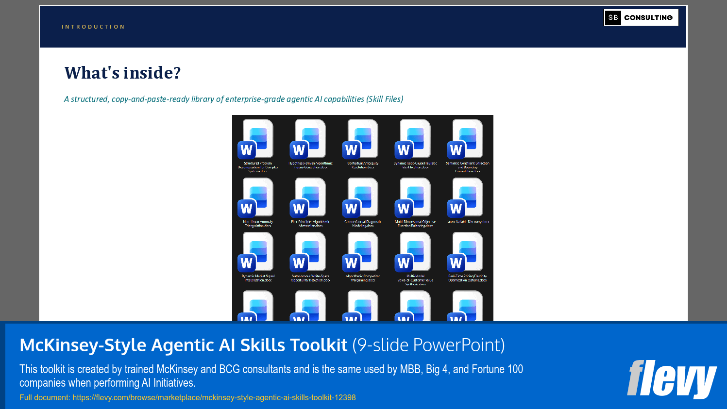 McKinsey-Style Agentic AI Skills Toolkit (9-slide PPT PowerPoint presentation template (PPTX)) Preview Image