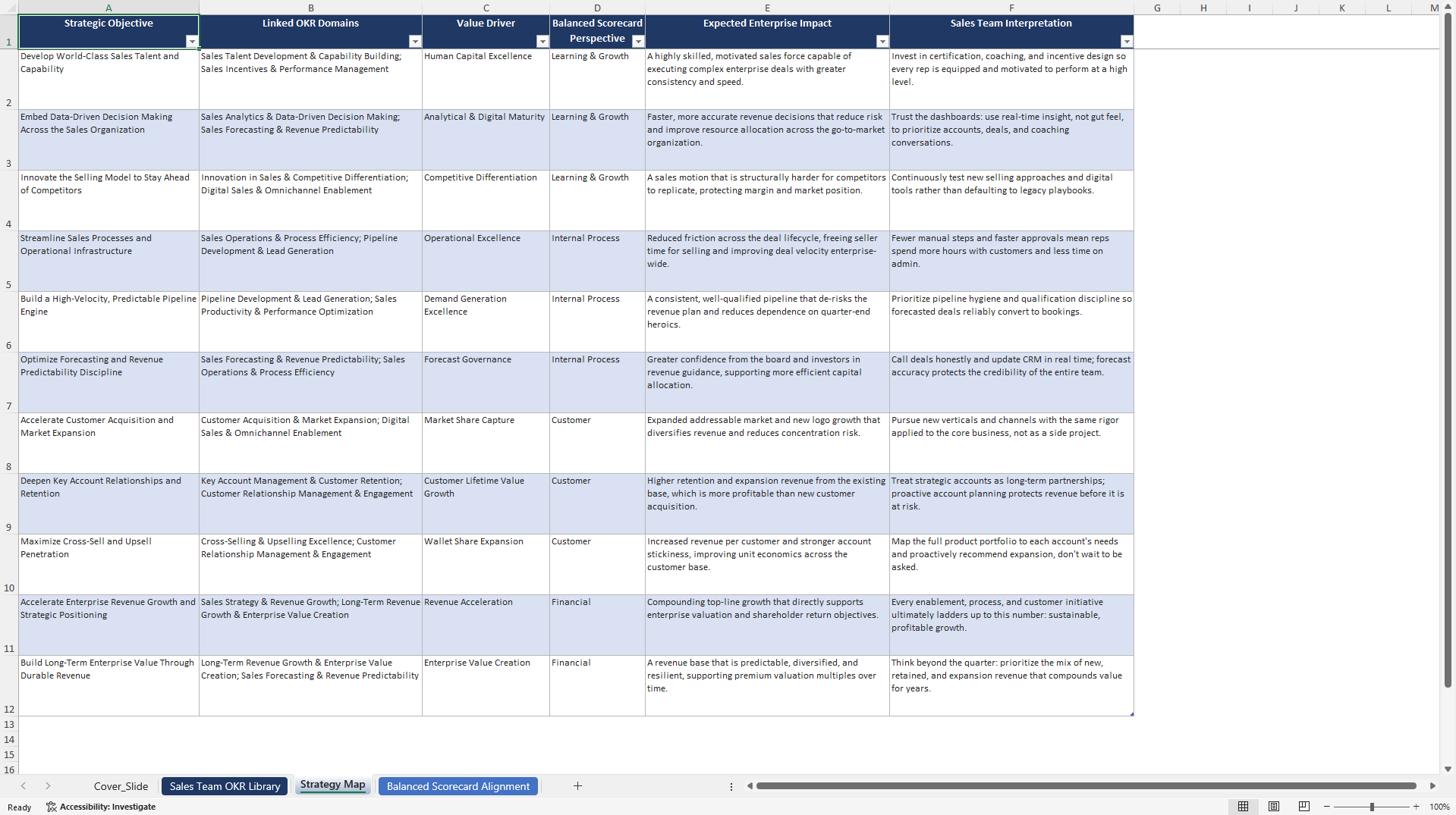 Sales Team OKRs (Excel template (XLSX)) Preview Image