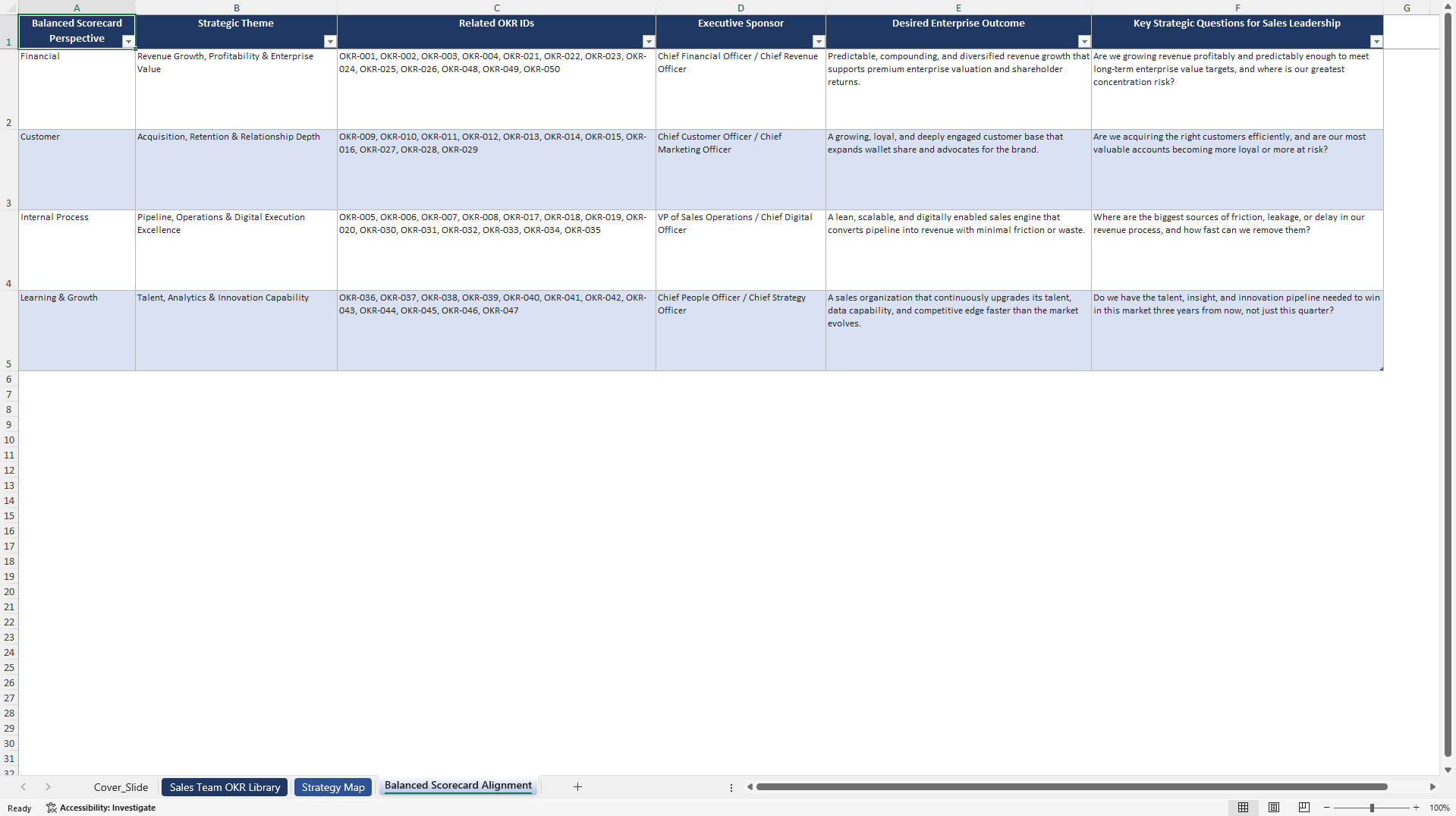 Sales Team OKRs (Excel template (XLSX)) Preview Image