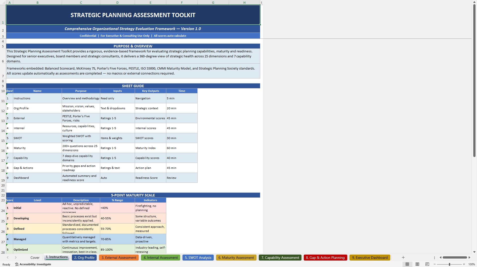 Strategic Planning Assessment Excel Toolkit (Excel template (XLSX)) Preview Image