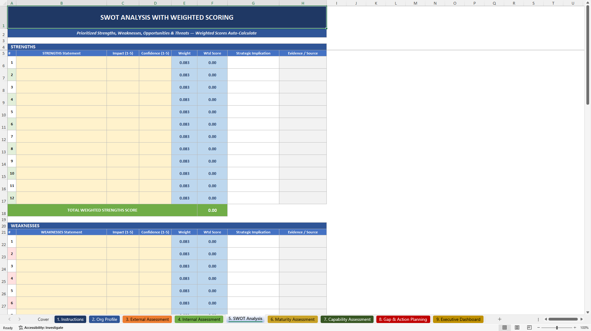 Strategic Planning Assessment Excel Toolkit (Excel template (XLSX)) Preview Image