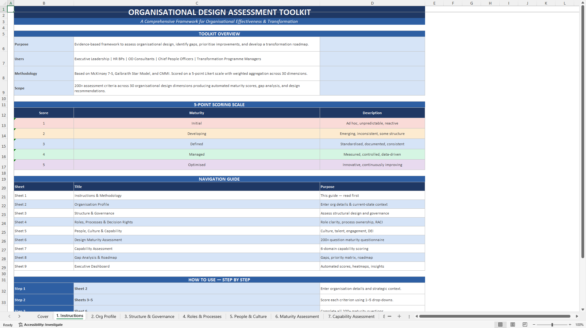 Organizational Design Assessment Toolkit (Excel template (XLSX)) Preview Image