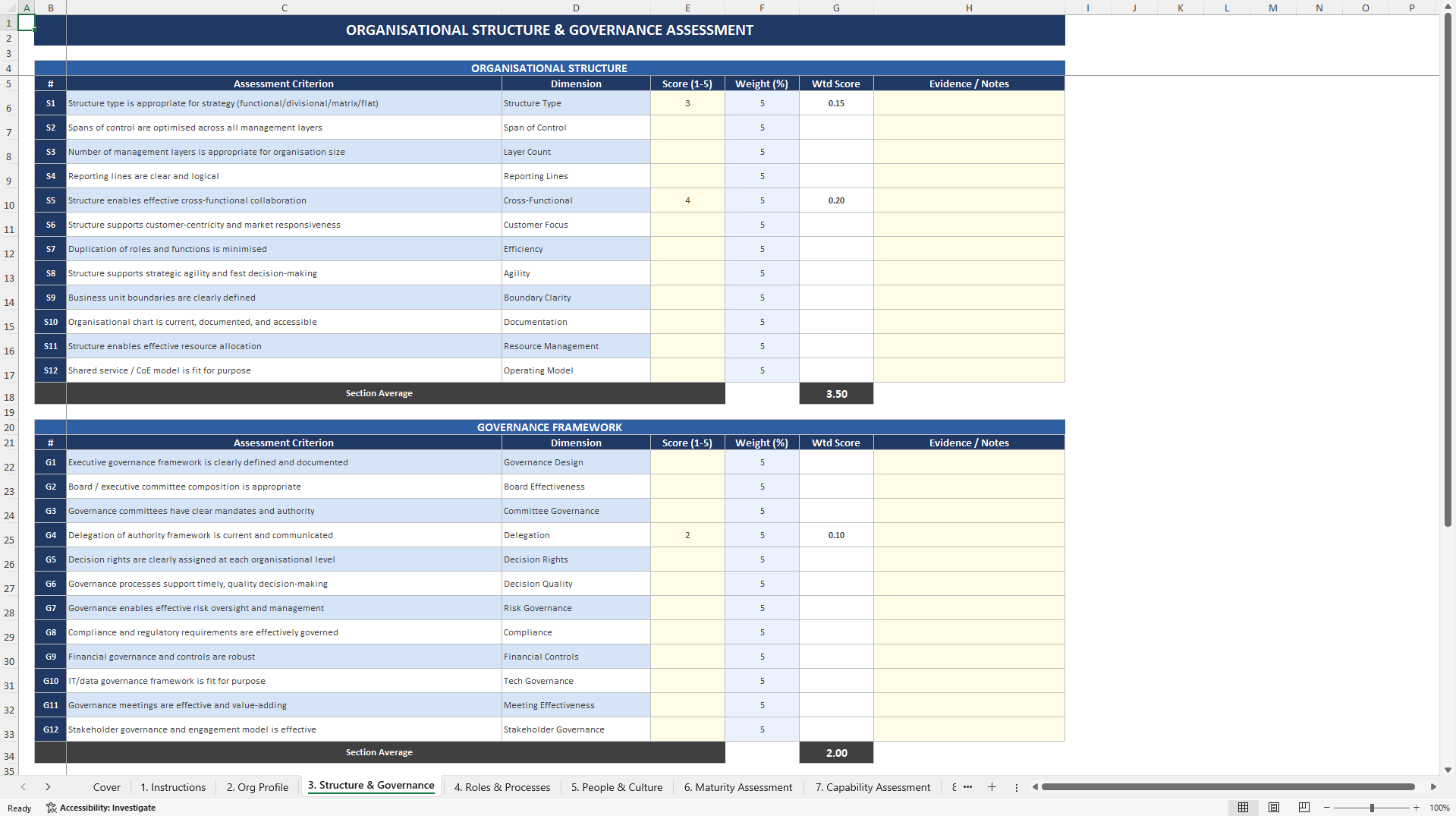 Organizational Design Assessment Toolkit (Excel template (XLSX)) Preview Image