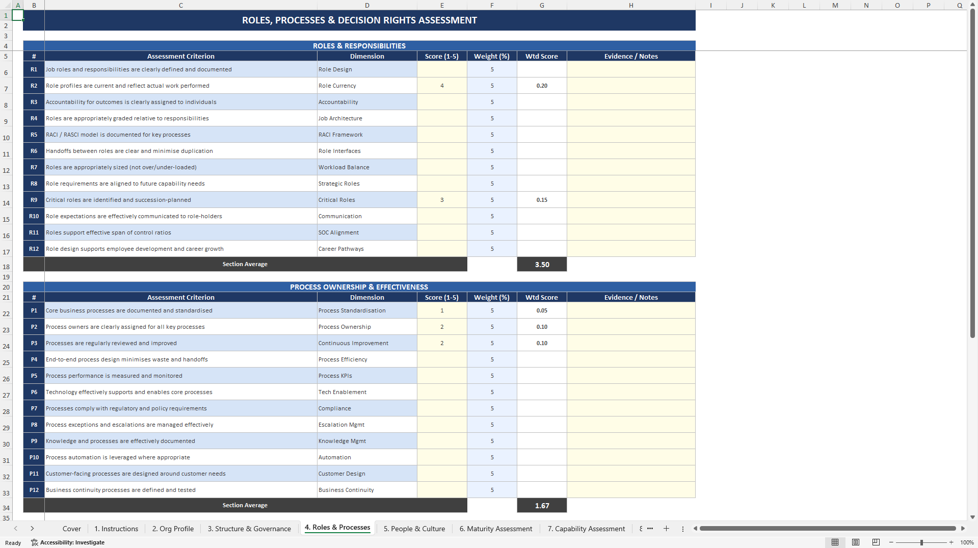 Organizational Design Assessment Toolkit (Excel template (XLSX)) Preview Image