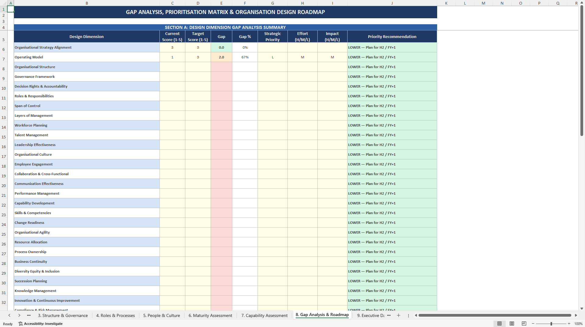 Organizational Design Assessment Toolkit (Excel template (XLSX)) Preview Image