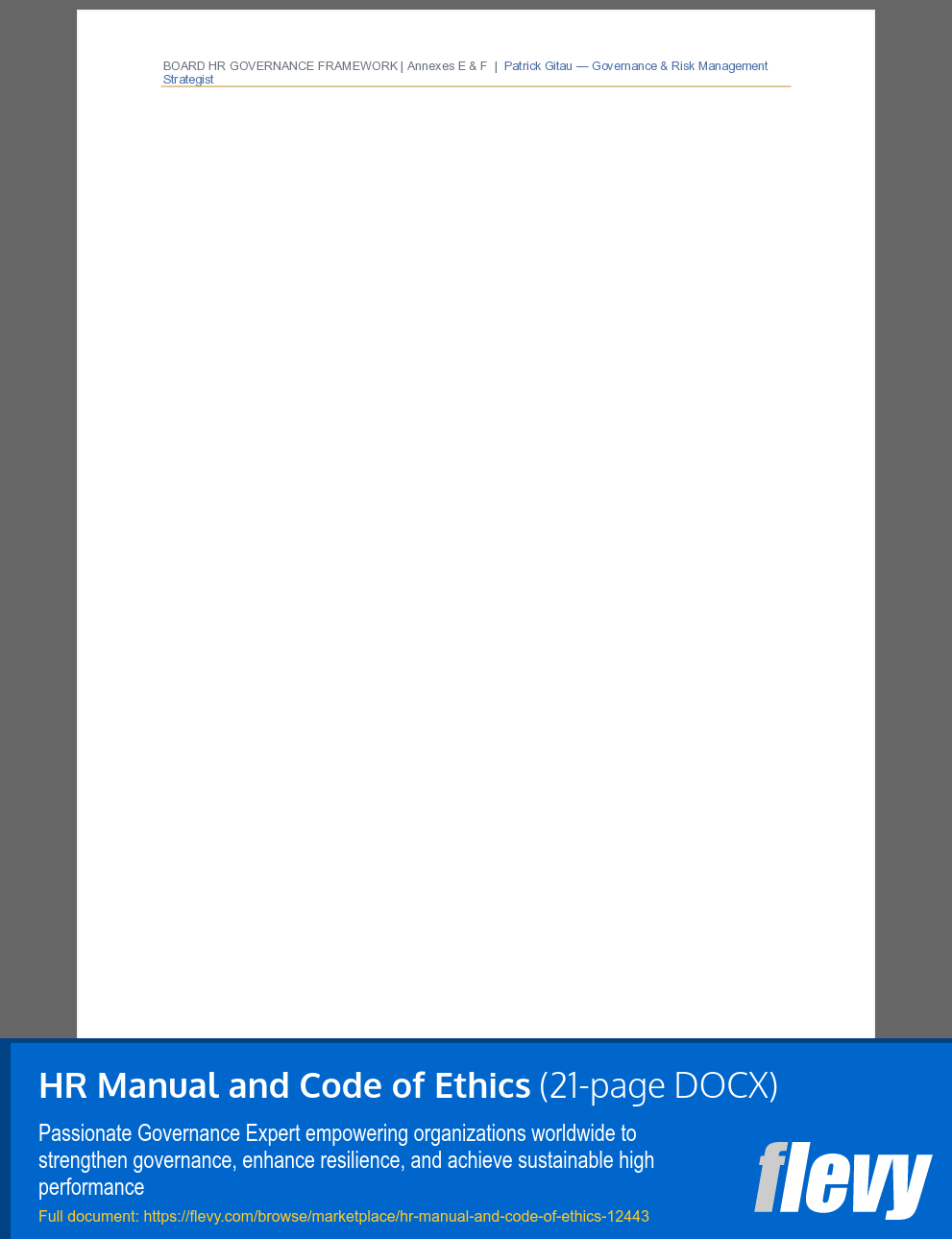 HR Manual and Code of Ethics (21-page Word document) Preview Image