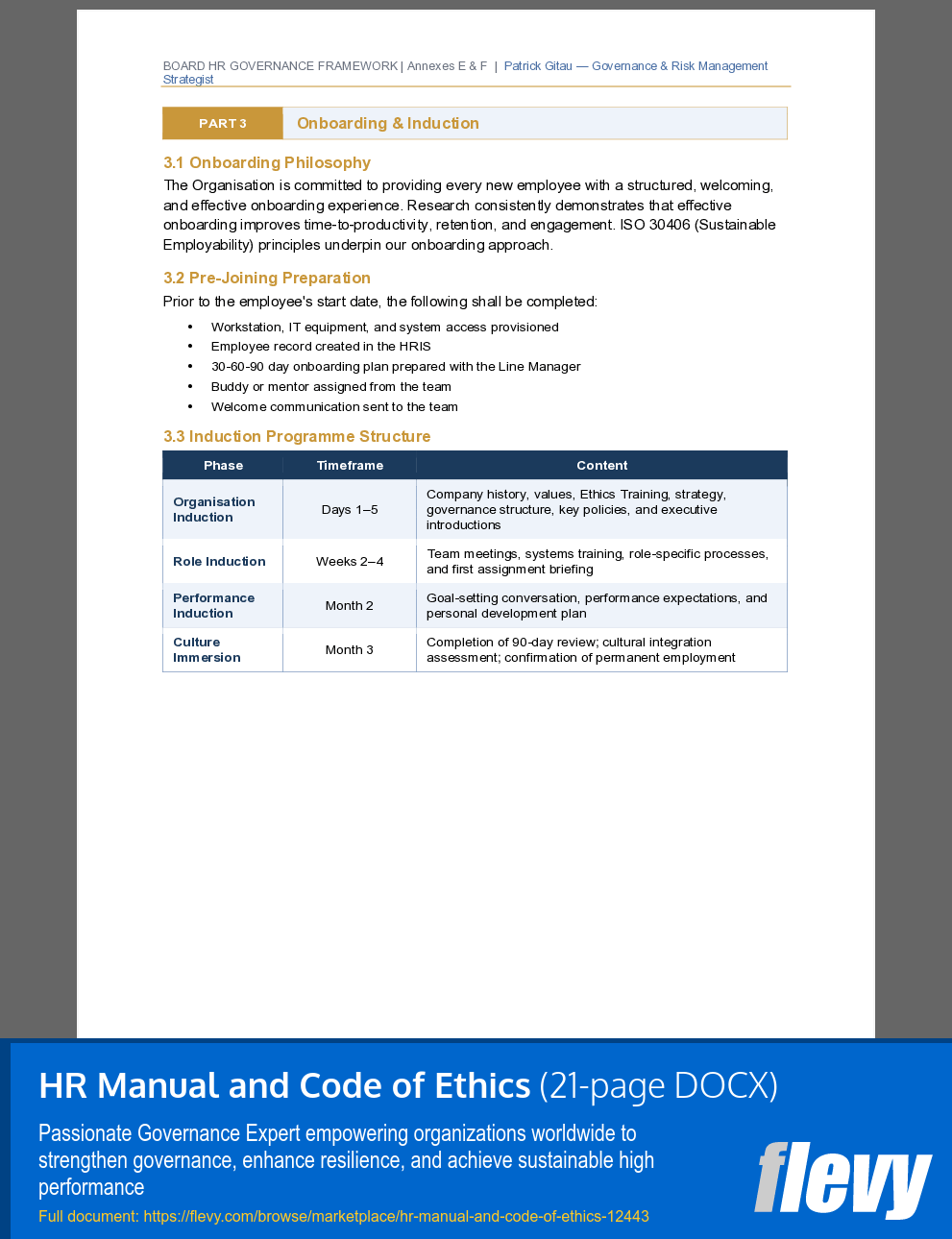HR Manual and Code of Ethics (21-page Word document) Preview Image