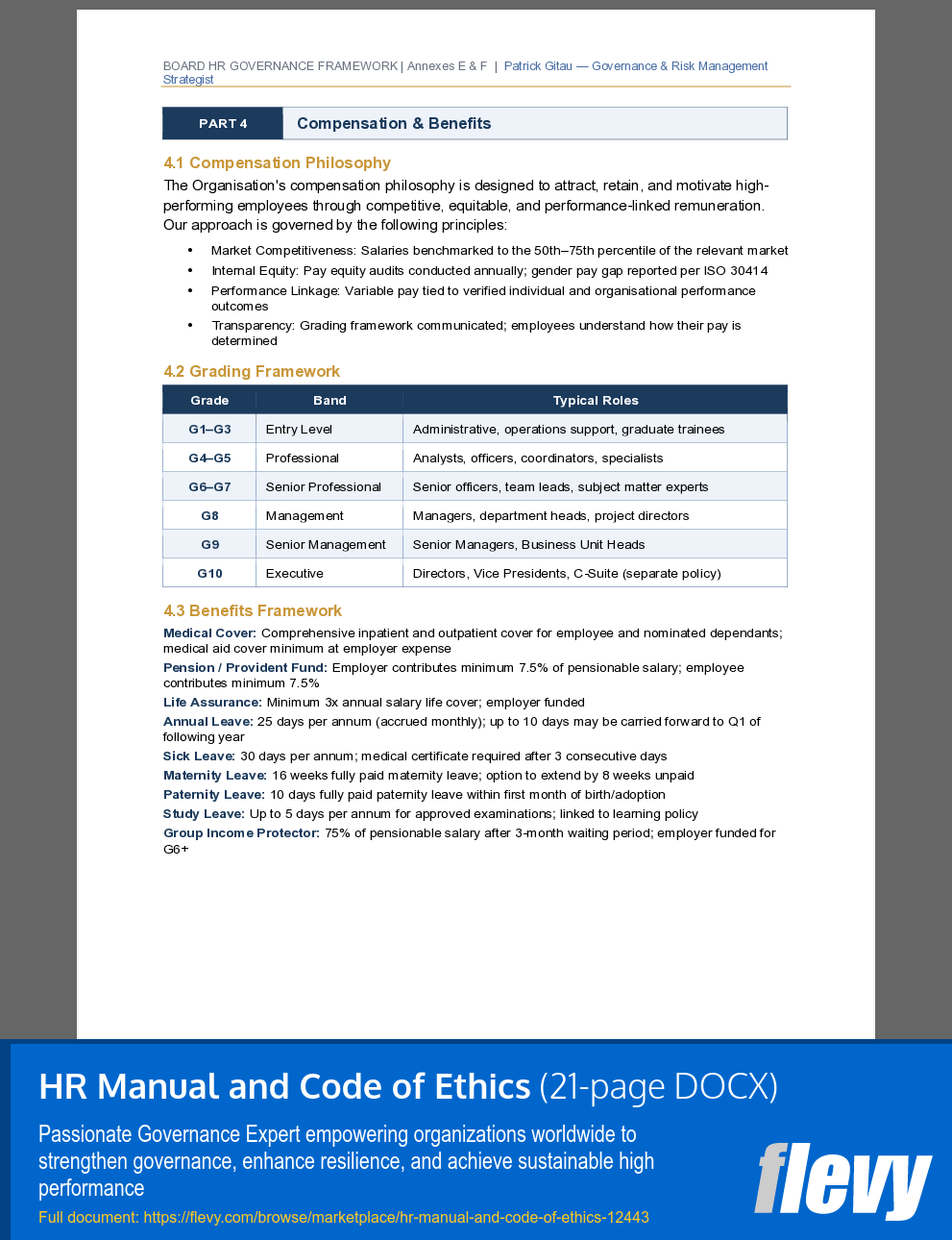 HR Manual and Code of Ethics (21-page Word document) Preview Image