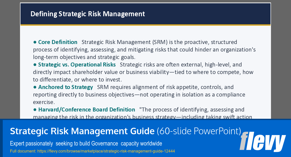Strategic Risk Management Guide (60-slide PPT PowerPoint presentation template (PPTX)) Preview Image