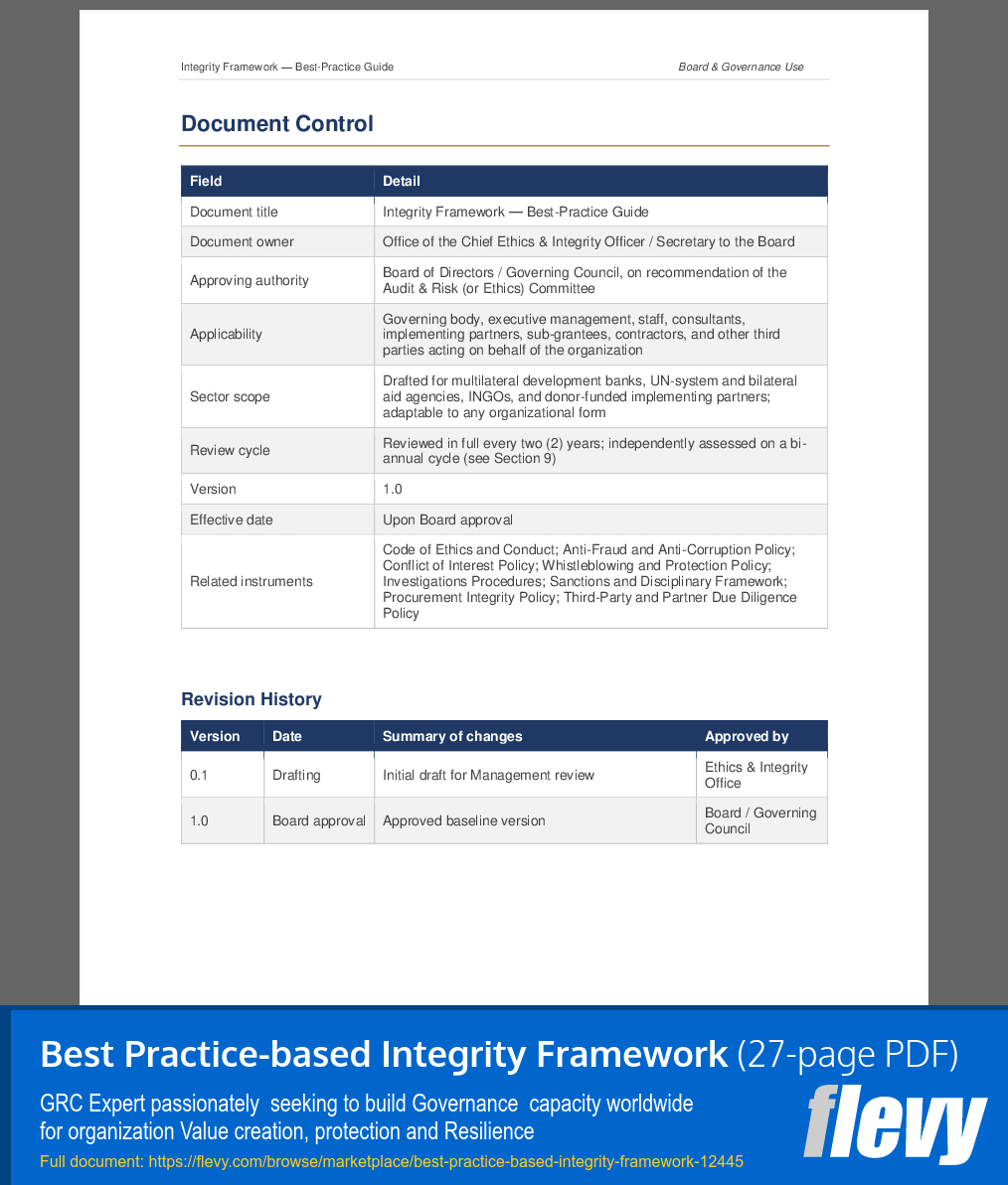 Best Practice-based Integrity Framework (27-page PDF document) Preview Image