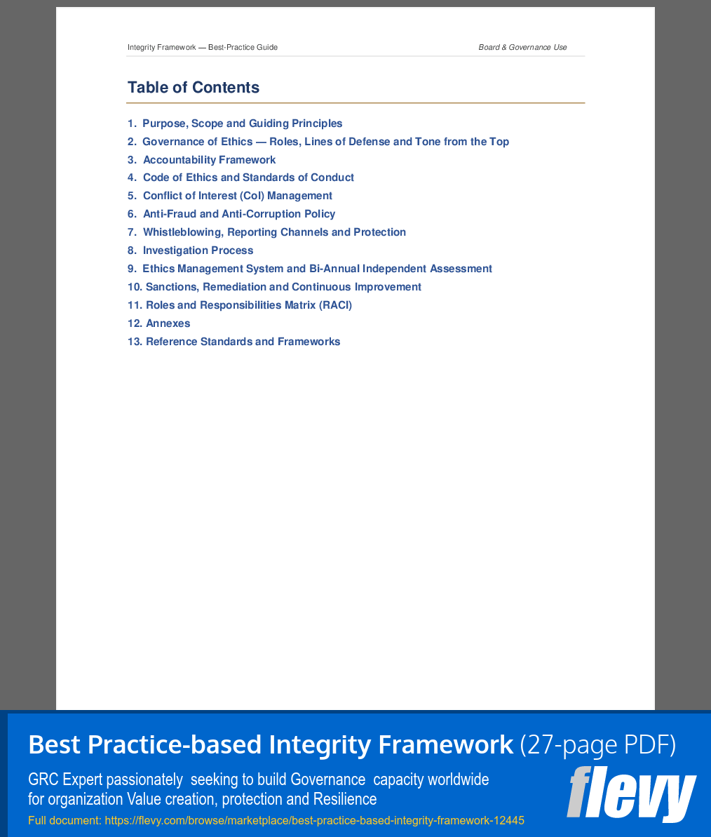 Best Practice-based Integrity Framework (27-page PDF document) Preview Image