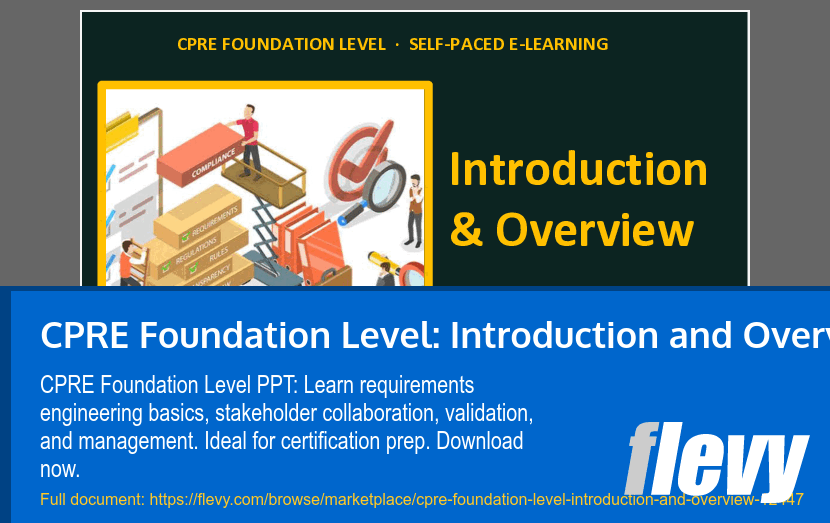 CPRE Foundation Level: Introduction and Overview (41-slide PPT PowerPoint presentation template (PPTX)) Preview Image