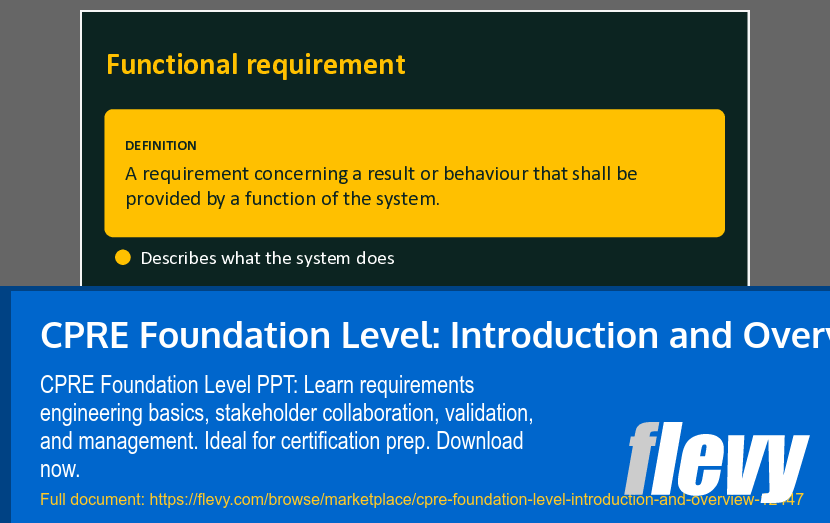 CPRE Foundation Level: Introduction and Overview (41-slide PPT PowerPoint presentation template (PPTX)) Preview Image