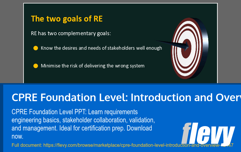 CPRE Foundation Level: Introduction and Overview (41-slide PPT PowerPoint presentation template (PPTX)) Preview Image