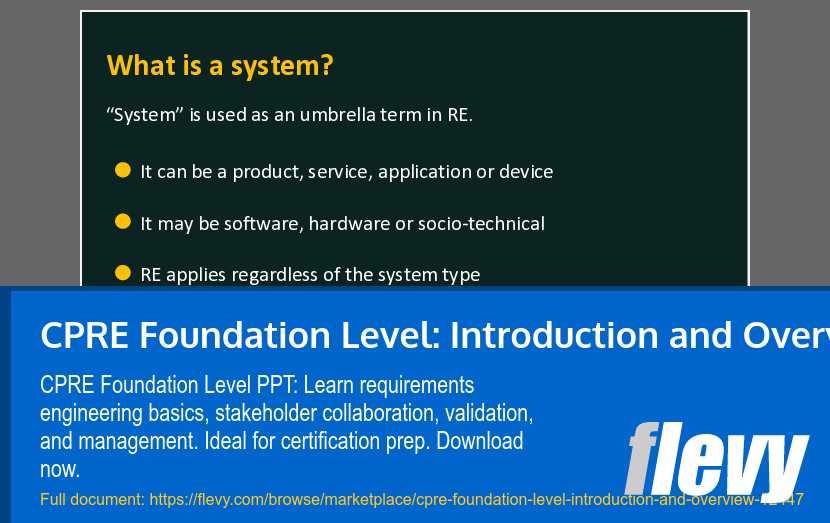 CPRE Foundation Level: Introduction and Overview (41-slide PPT PowerPoint presentation template (PPTX)) Preview Image
