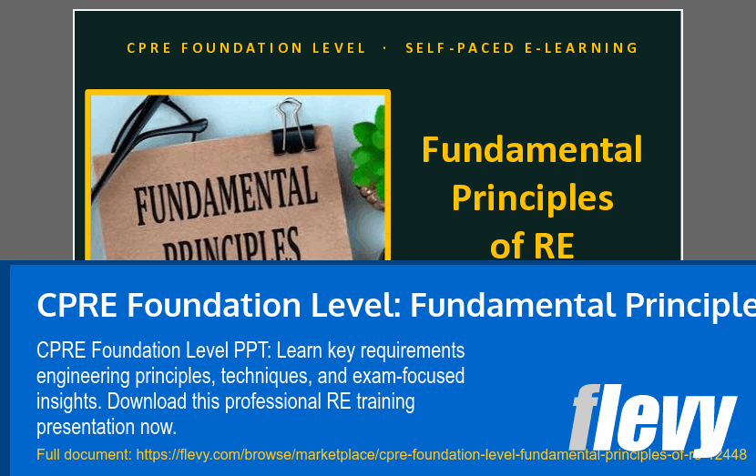CPRE Foundation Level: Fundamental Principles of RE (30-slide PPT PowerPoint presentation template (PPTX)) Preview Image