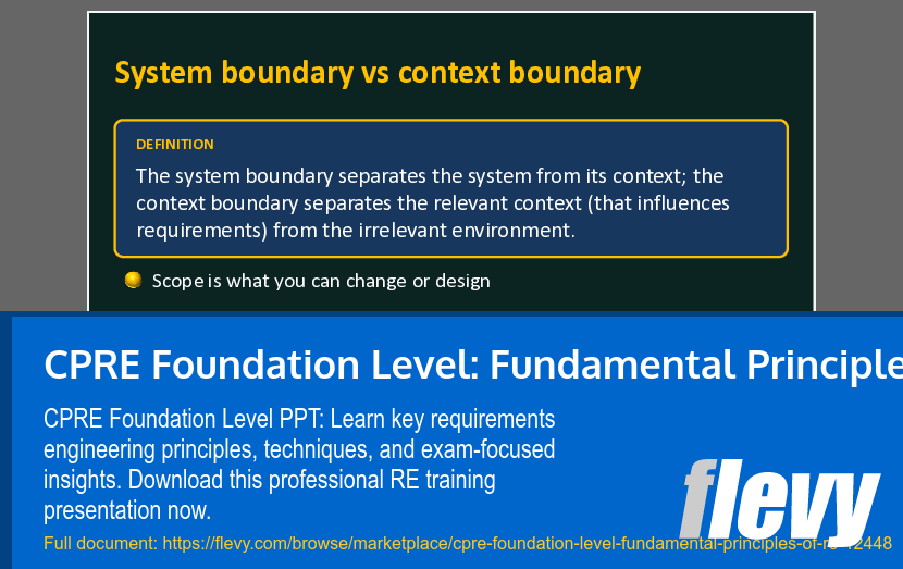 CPRE Foundation Level: Fundamental Principles of RE (30-slide PPT PowerPoint presentation template (PPTX)) Preview Image