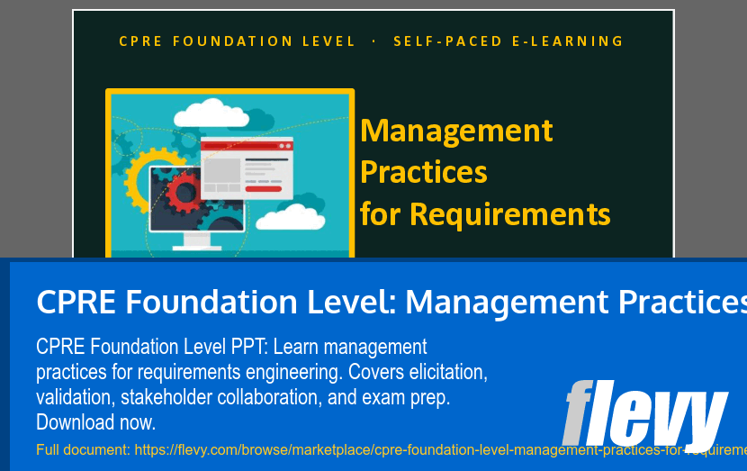 CPRE Foundation Level: Management Practices for Requirements (29-slide PPT PowerPoint presentation template (PPTX)) Preview Image