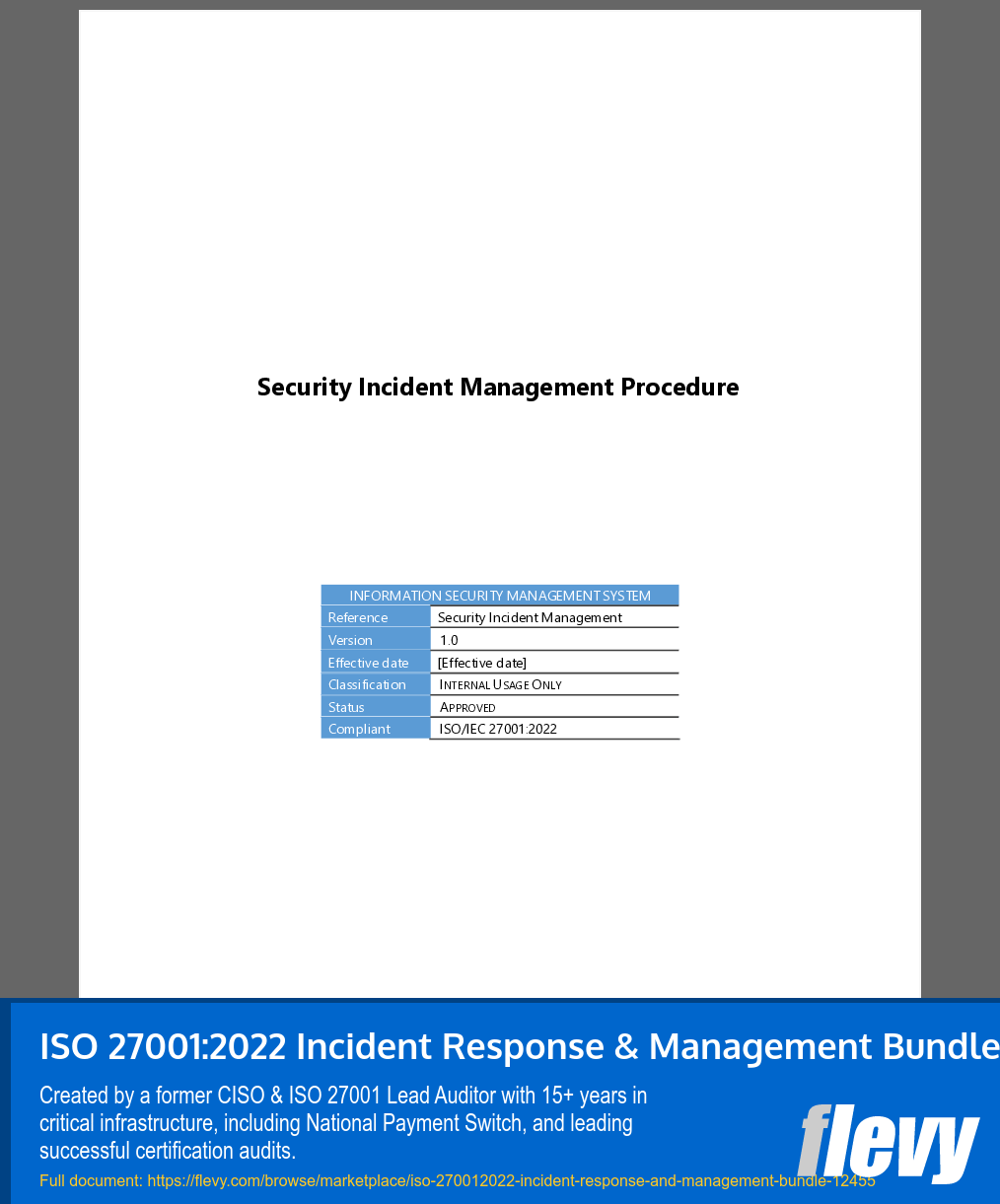 ISO 27001:2022 Incident Response & Management Bundle (30-page Word document) Preview Image