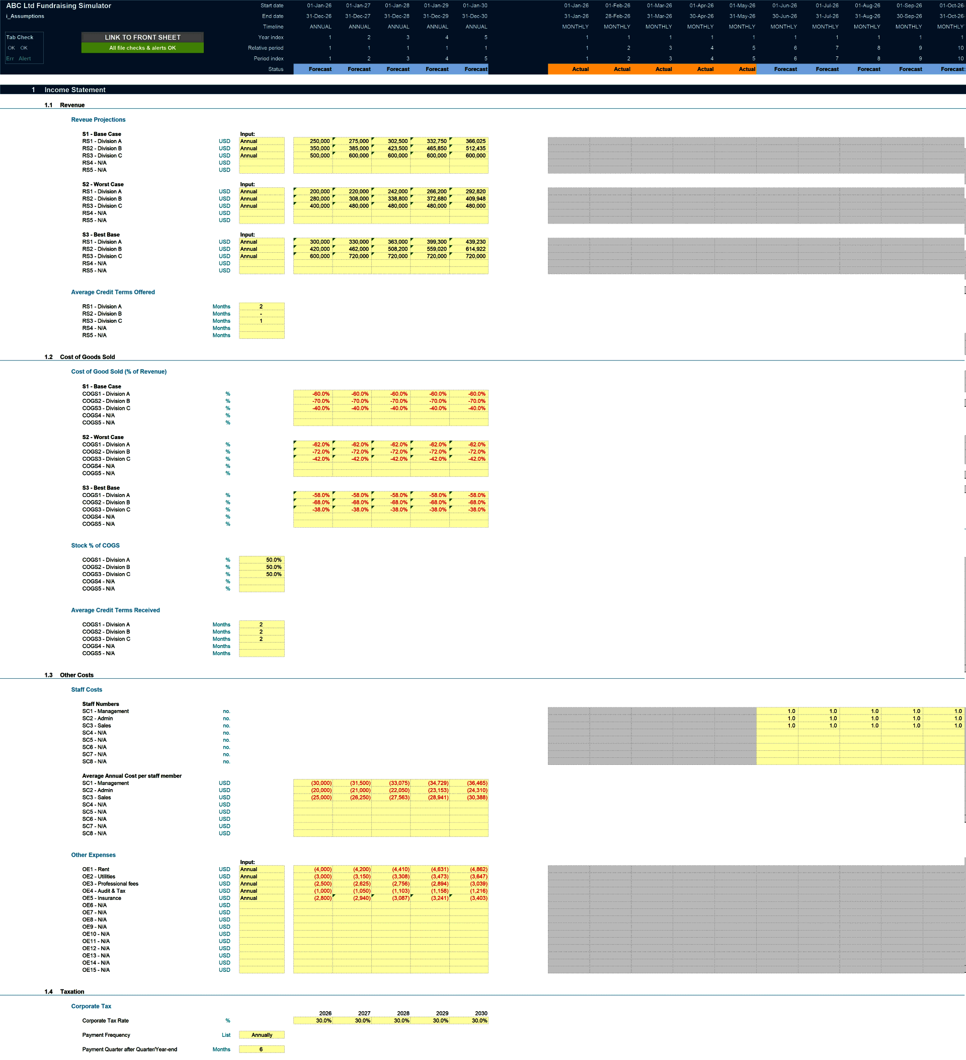 Fundraising & Dilution Scenario Analysis Financial Model (Excel template (XLSX)) Preview Image