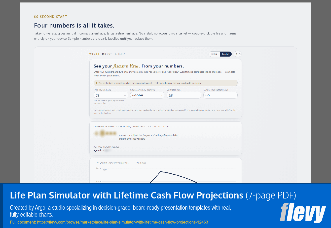Life Plan Simulator with Lifetime Cash Flow Projections (7-page PDF document) Preview Image