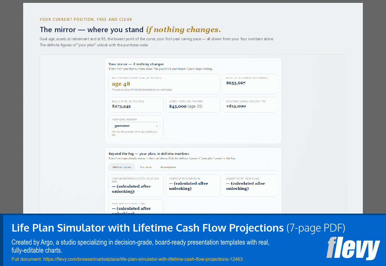 Life Plan Simulator with Lifetime Cash Flow Projections (7-page PDF document) Preview Image