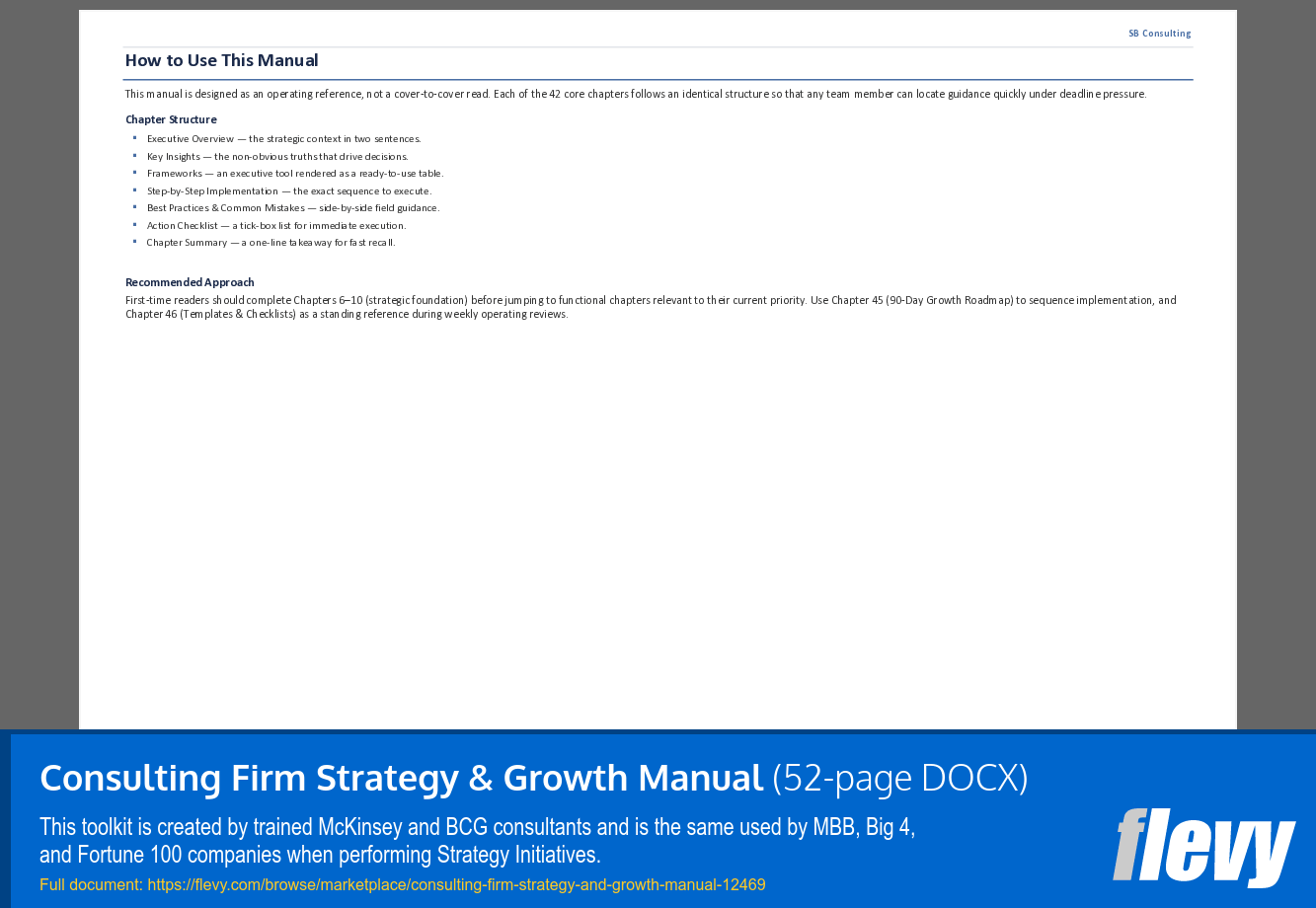Consulting Firm Strategy & Growth Manual (52-page Word document) Preview Image
