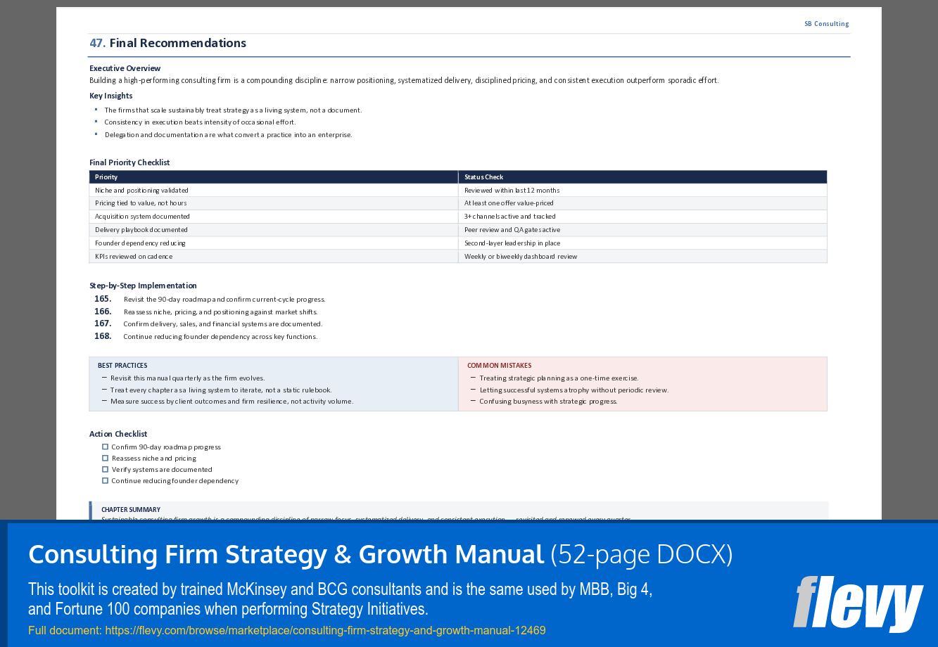 Consulting Firm Strategy & Growth Manual (52-page Word document) Preview Image