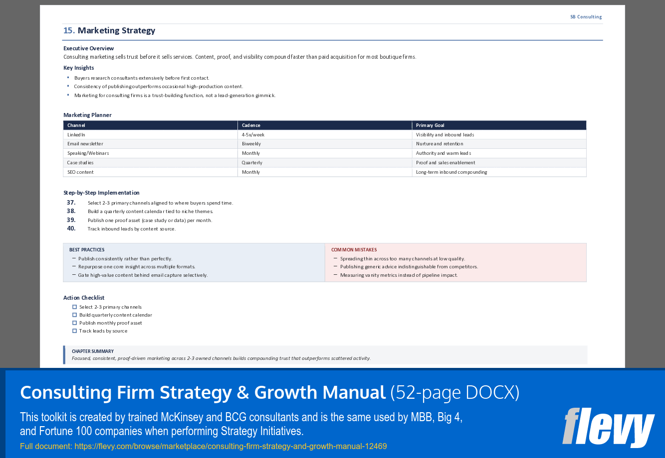 Consulting Firm Strategy & Growth Manual (52-page Word document) Preview Image