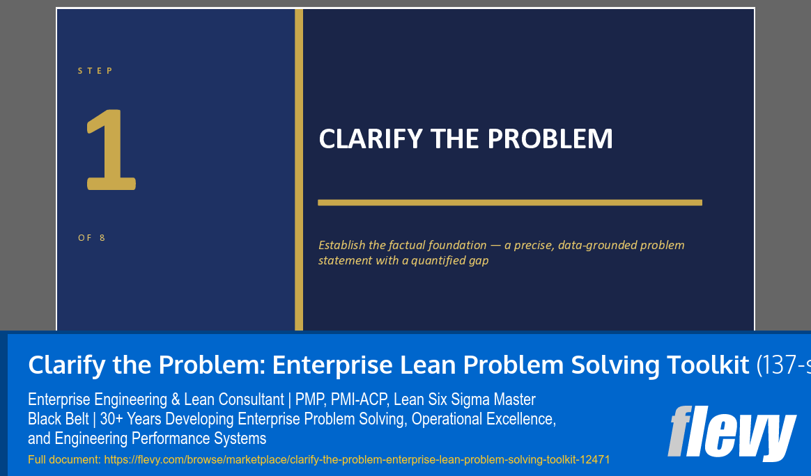 Clarify the Problem: Enterprise Lean Problem Solving Toolkit (137-slide PPT PowerPoint presentation template (PPTX)) Preview Image