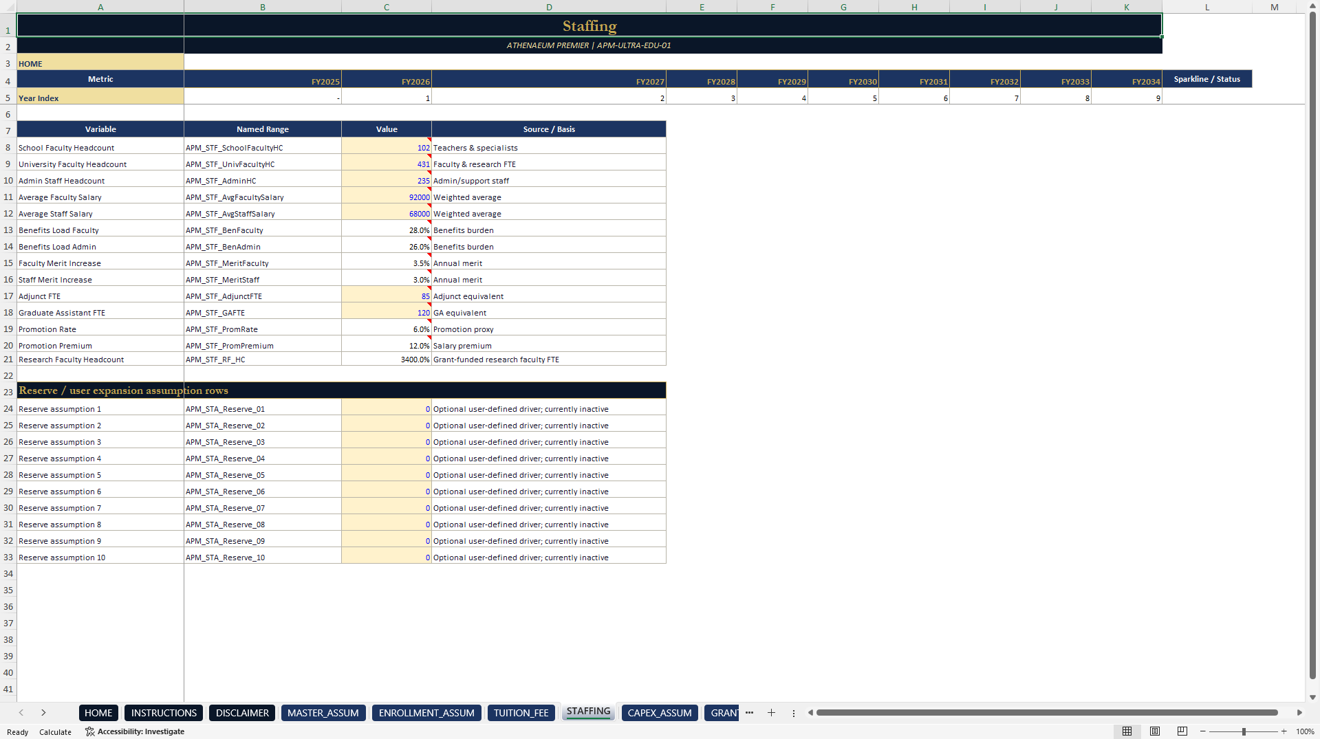 Private School and University Financial Model (Excel template (XLSX)) Preview Image
