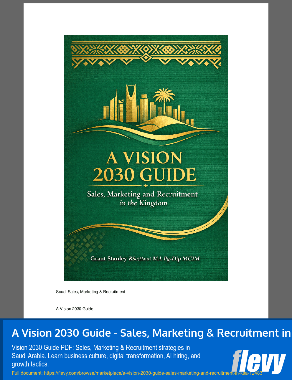 A Vision 2030 Guide - Sales, Marketing & Recruitment in KSA (94-page PDF document) Preview Image