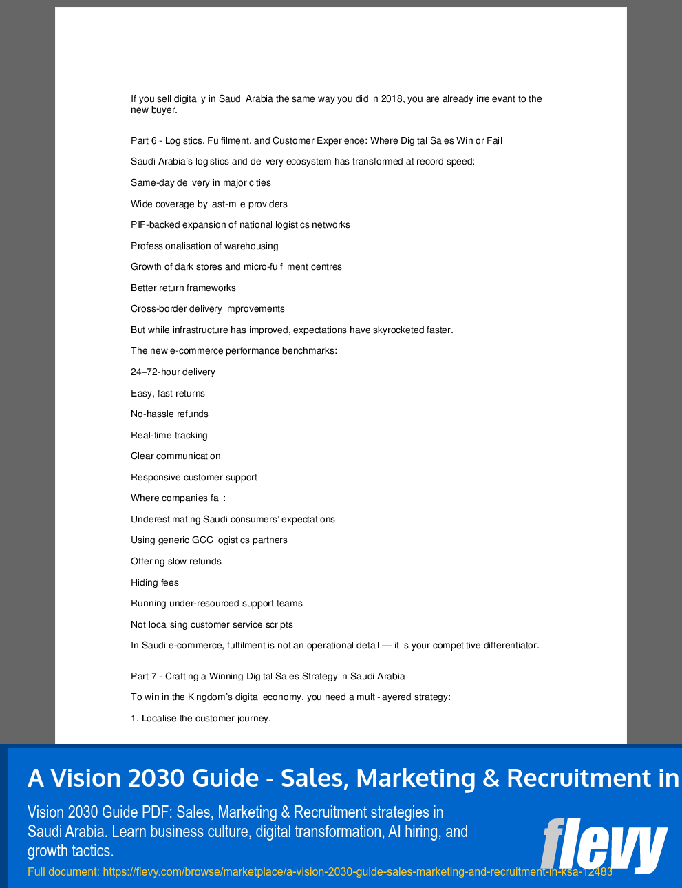 A Vision 2030 Guide - Sales, Marketing & Recruitment in KSA (94-page PDF document) Preview Image