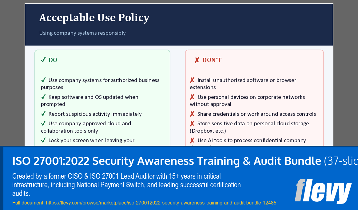 ISO 27001:2022 Security Awareness Training & Audit Bundle (37-slide PPT PowerPoint presentation template (PPTX)) Preview Image
