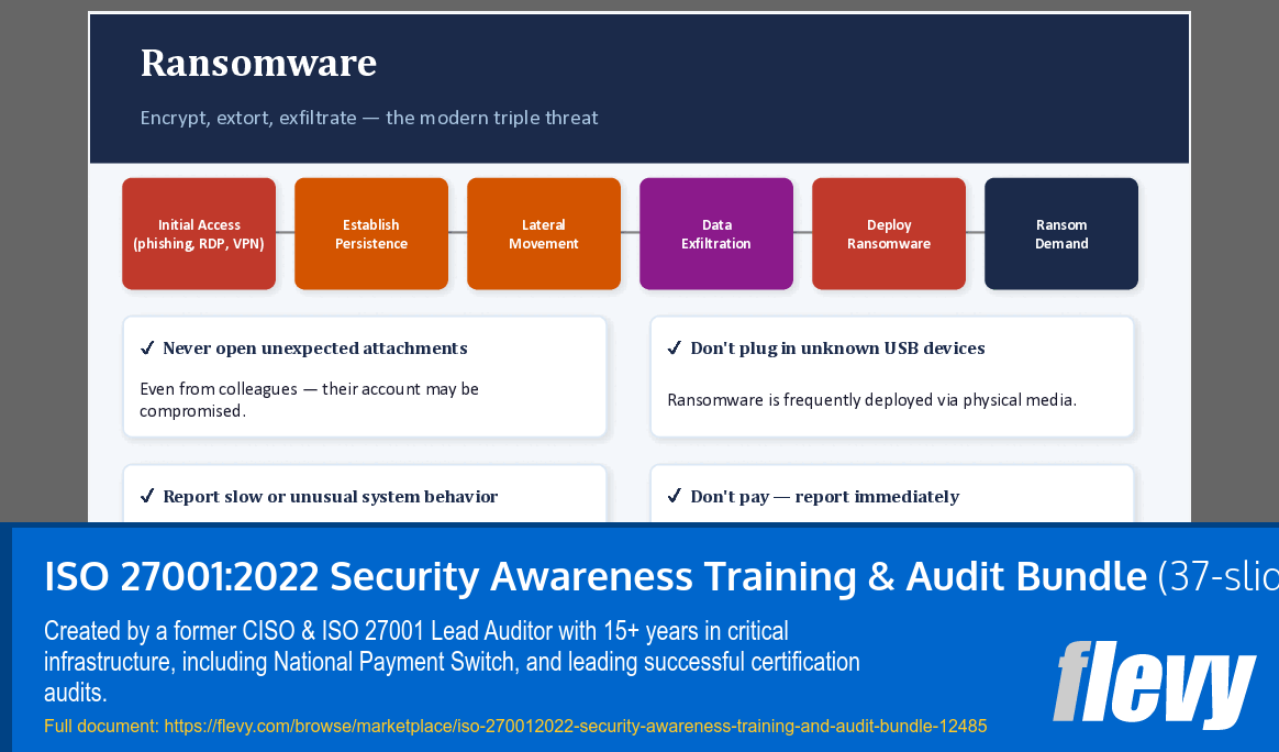 ISO 27001:2022 Security Awareness Training & Audit Bundle (37-slide PPT PowerPoint presentation template (PPTX)) Preview Image