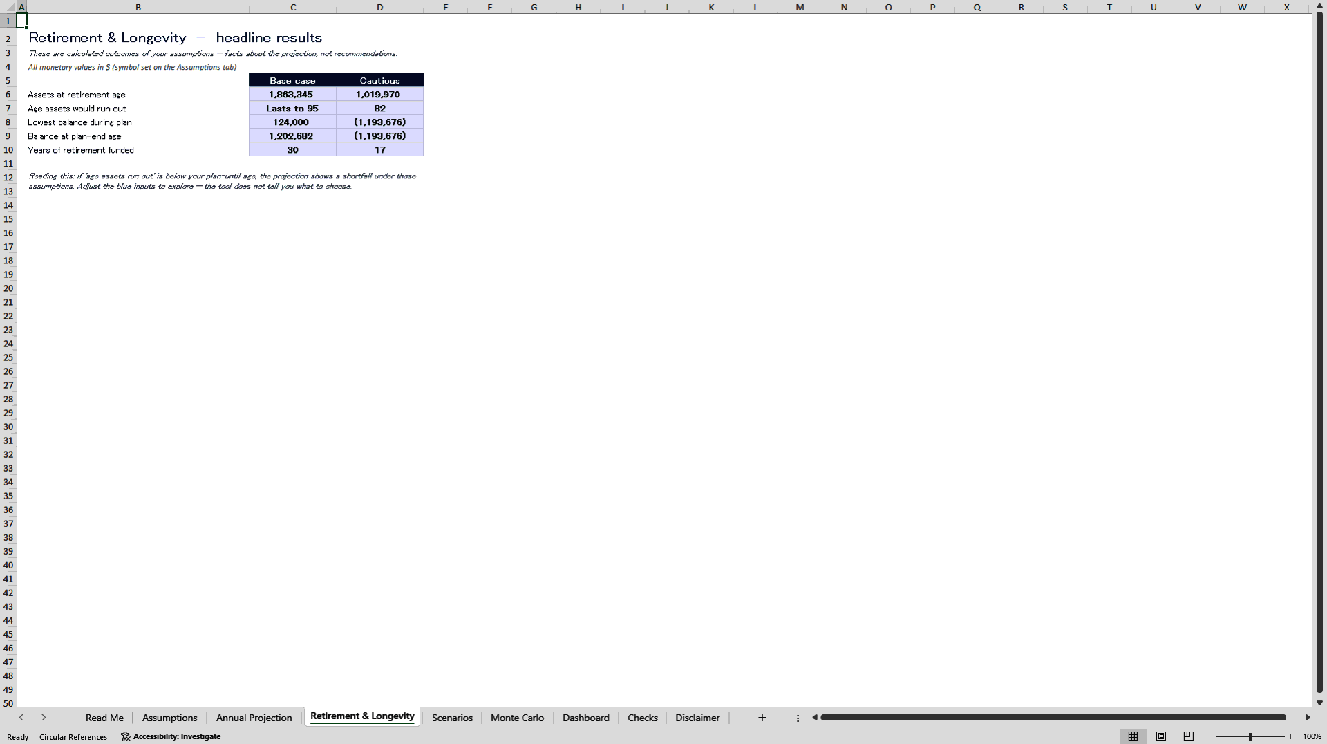 Personal Financial Life Plan & Retirement Model (Excel template (XLSX)) Preview Image