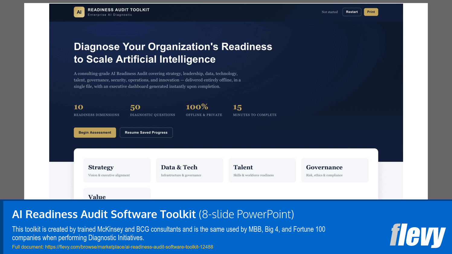 AI Readiness Audit Software Toolkit (8-slide PPT PowerPoint presentation template (PPTX)) Preview Image