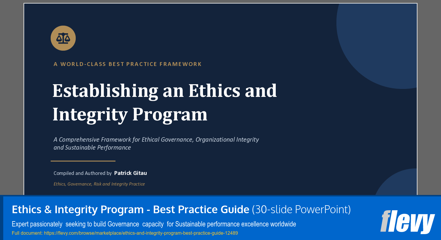 Ethics & Integrity Program - Best Practice Guide (30-slide PPT PowerPoint presentation template (PPTX)) Preview Image