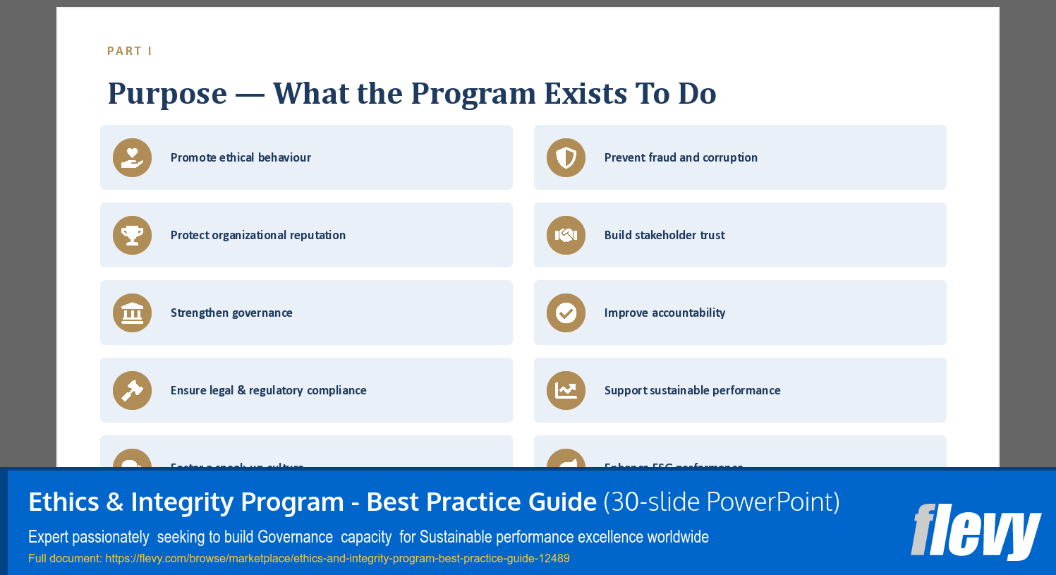 Ethics & Integrity Program - Best Practice Guide (30-slide PPT PowerPoint presentation template (PPTX)) Preview Image