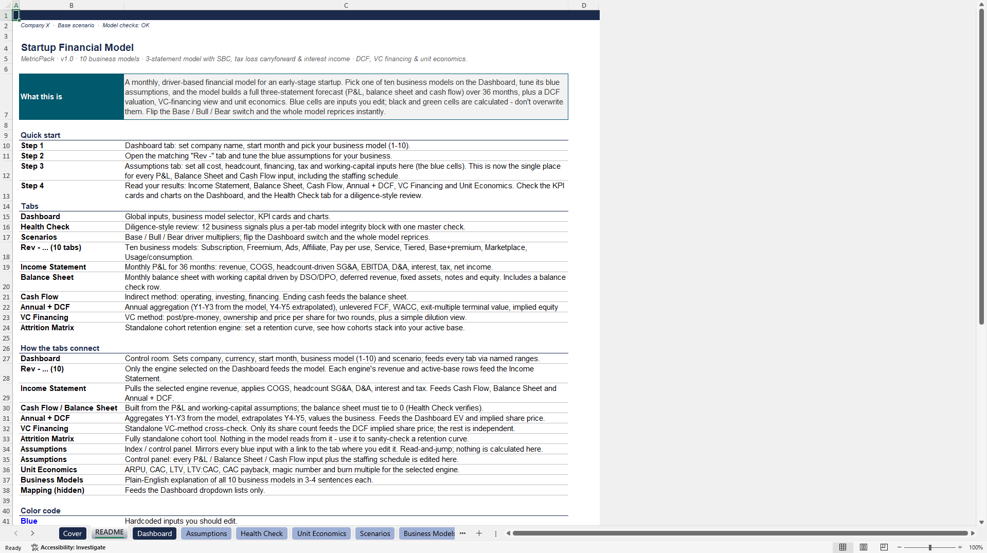 Startup Financial Model: 10 Business Models & DCF (Excel template (XLSX)) Preview Image