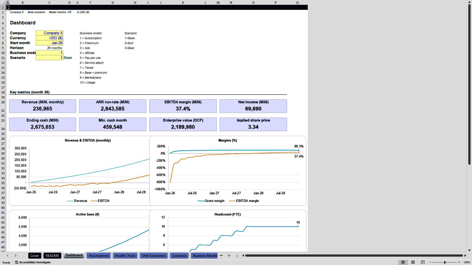 Startup Financial Model: 10 Business Models & DCF (Excel template (XLSX)) Preview Image