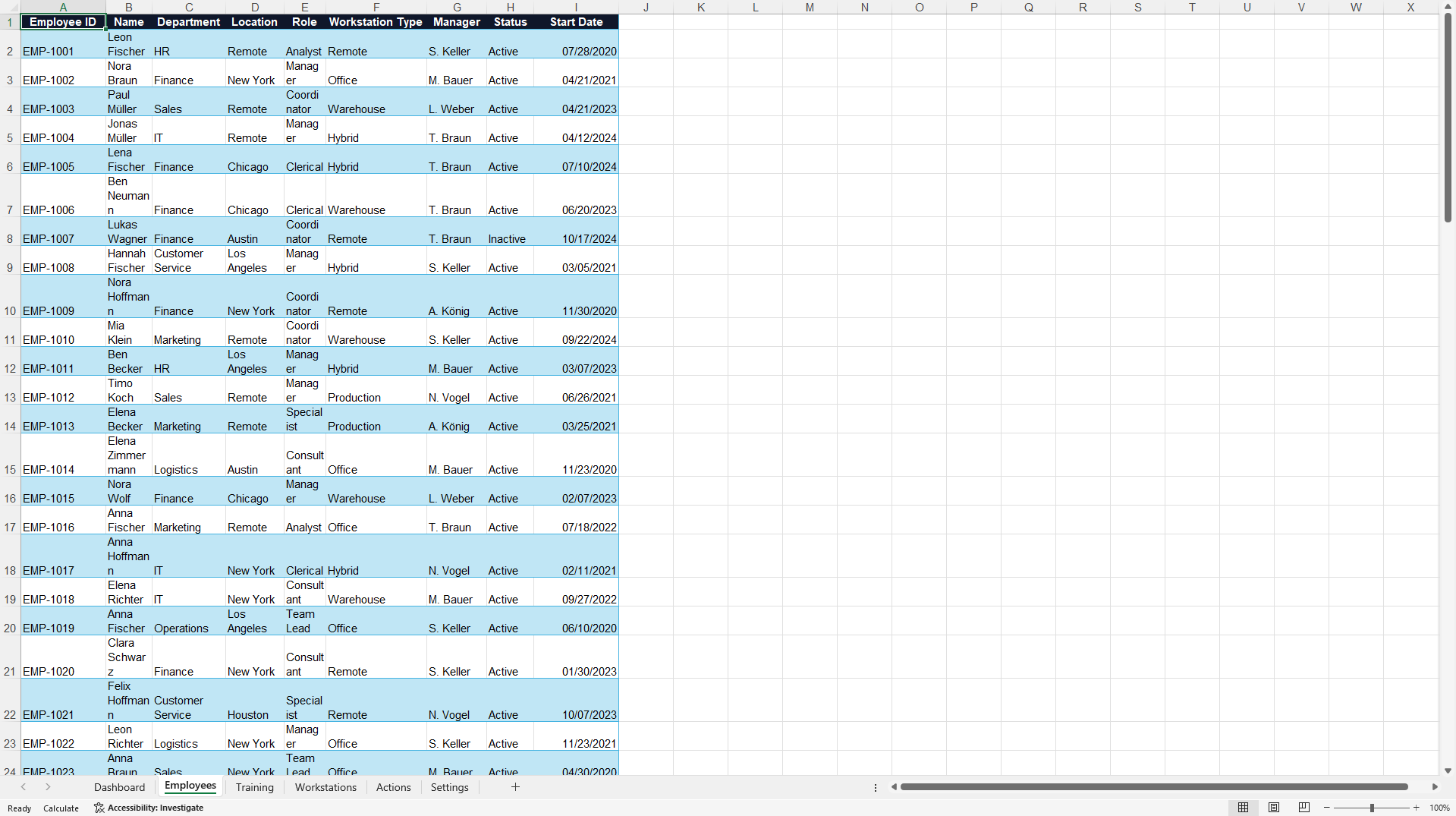 Ergonomics Training & Workplace Assessment Dashboard (Excel template (XLSX)) Preview Image