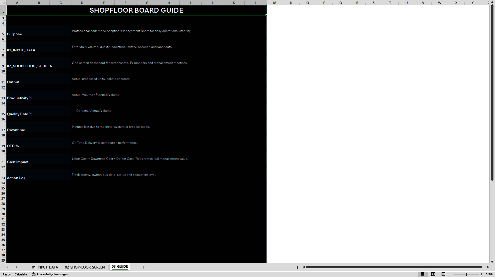 Lean Shopfloor Management Performance Board (Excel template (XLSX)) Preview Image