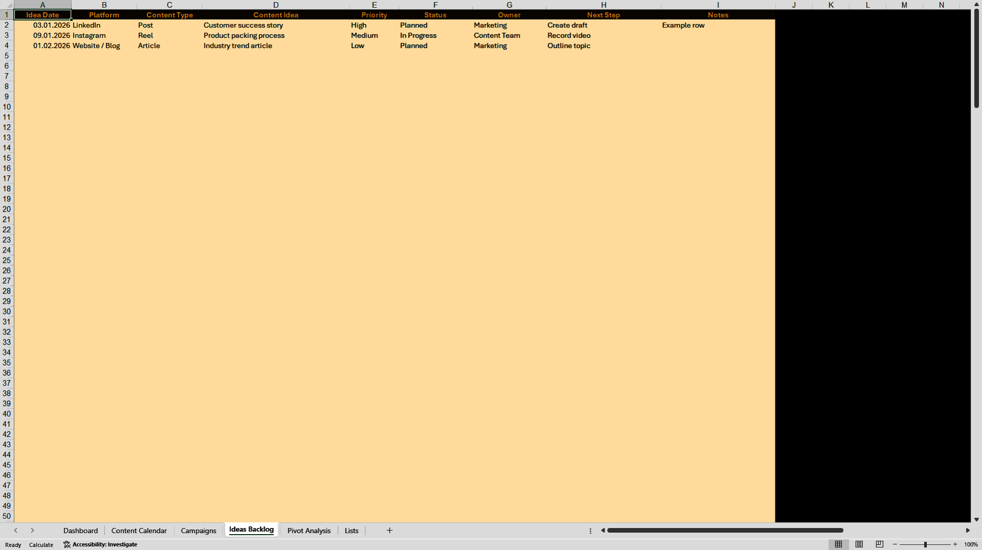 Social Media Content Planning & Campaign Dashboard (Excel template (XLSX)) Preview Image