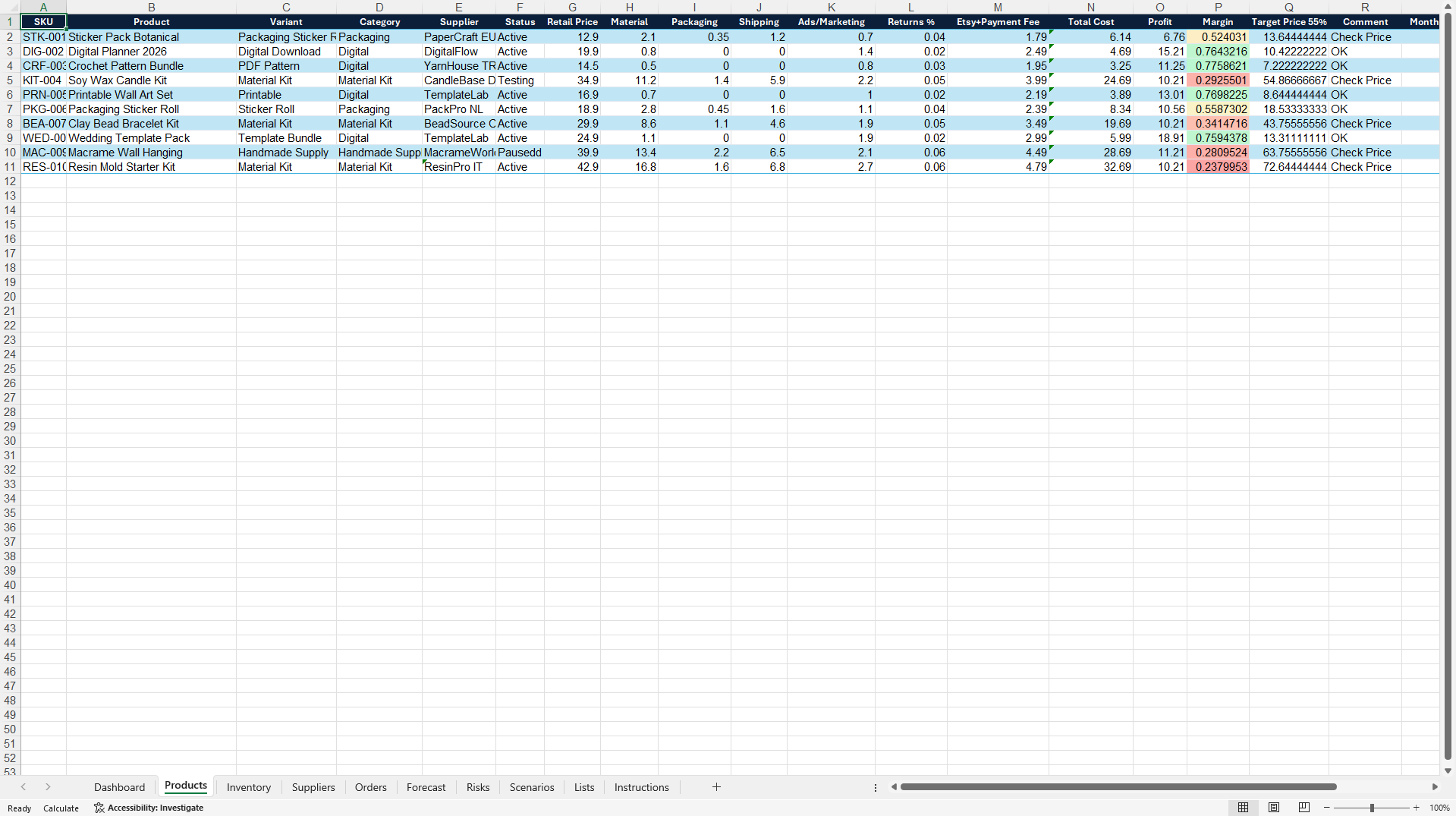 Integrated Supply Chain Planning Dashboard (Excel template (XLSX)) Preview Image