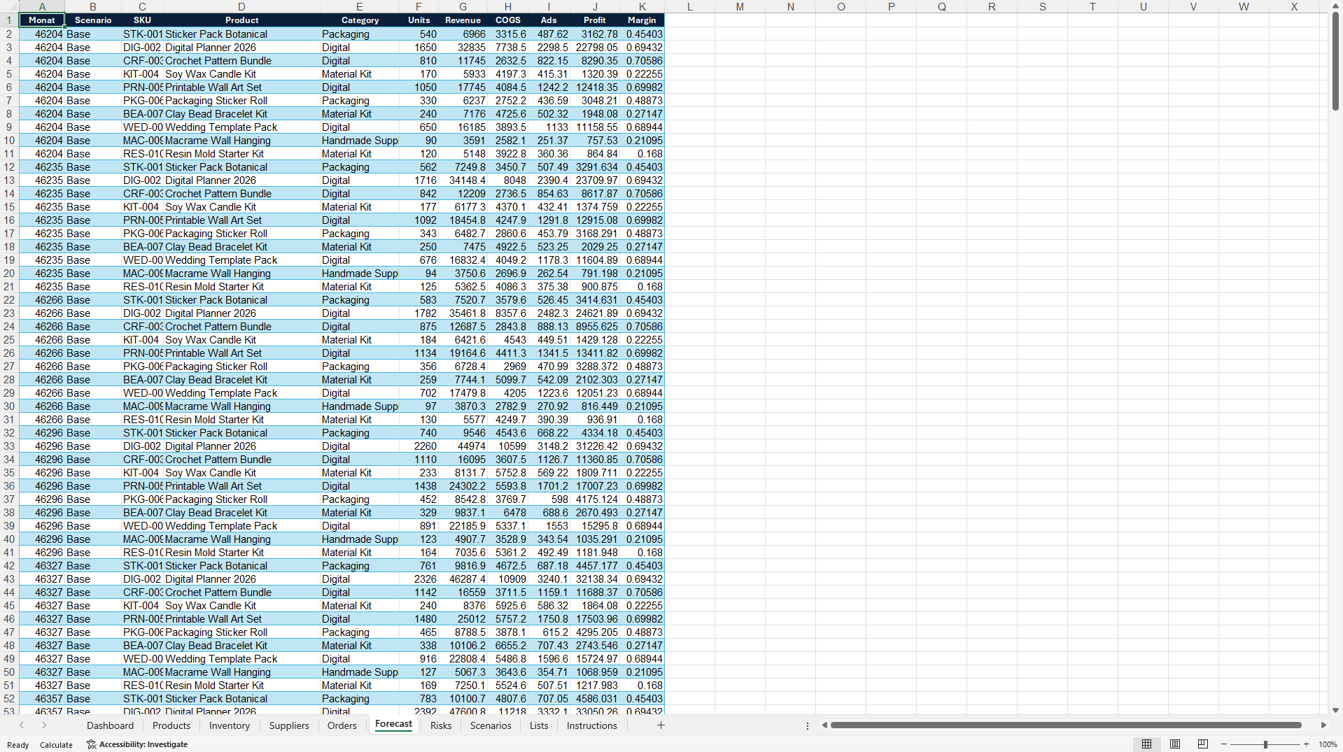 Integrated Supply Chain Planning Dashboard (Excel template (XLSX)) Preview Image