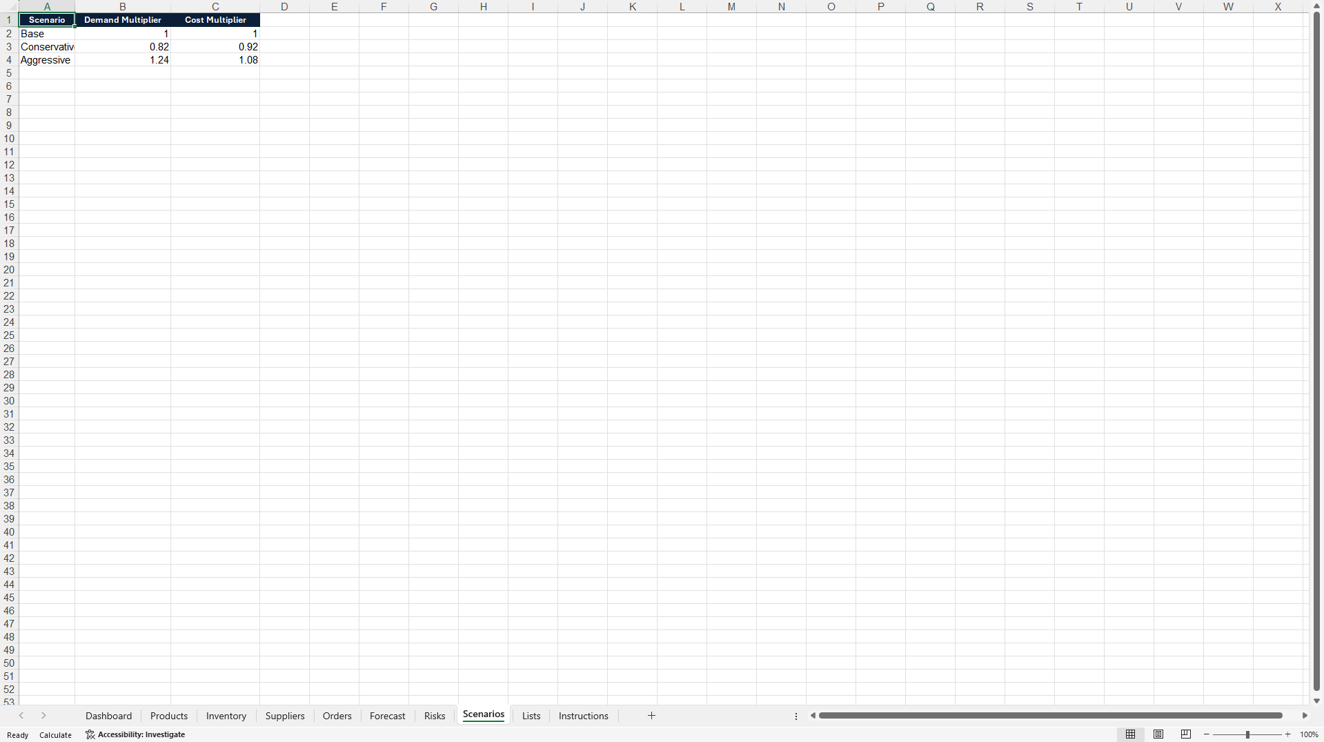 Integrated Supply Chain Planning Dashboard (Excel template (XLSX)) Preview Image