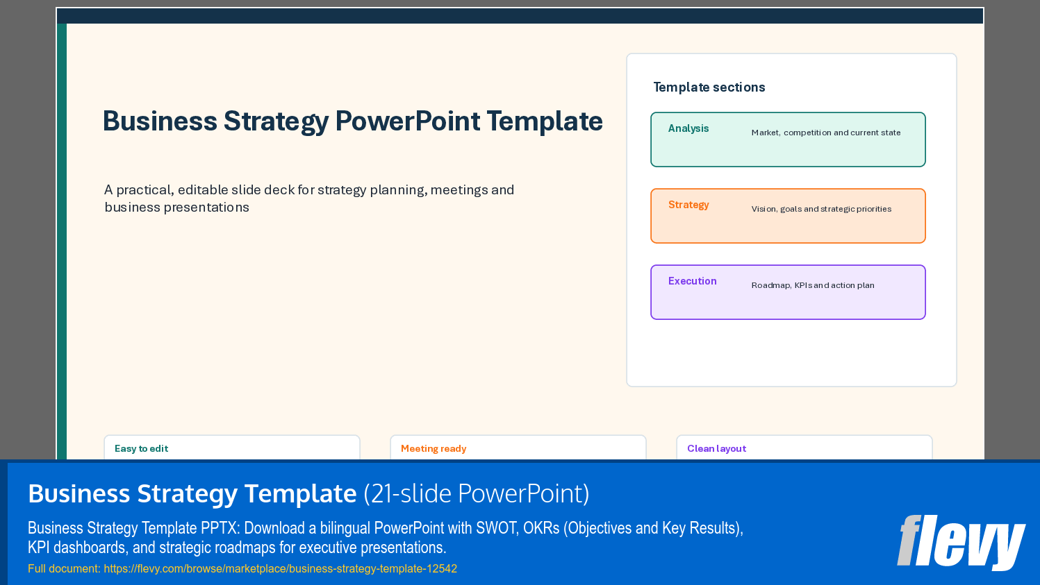 Business Strategy Template (21-slide PPT PowerPoint presentation template (PPTX)) Preview Image