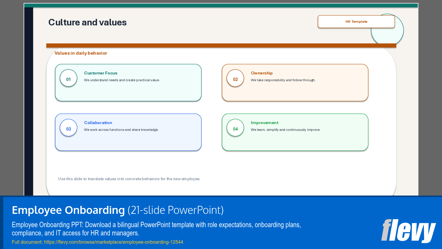 Employee Onboarding (21-slide PPT PowerPoint presentation template (PPTX)) Preview Image