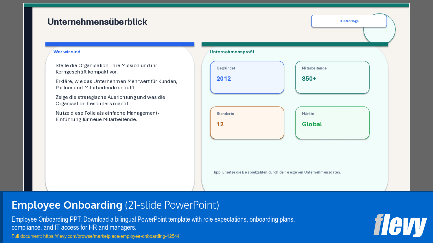 Employee Onboarding (21-slide PPT PowerPoint presentation template (PPTX)) Preview Image